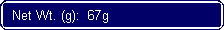 Flowchart: Alternate Process: Net Wt. (g):  67g